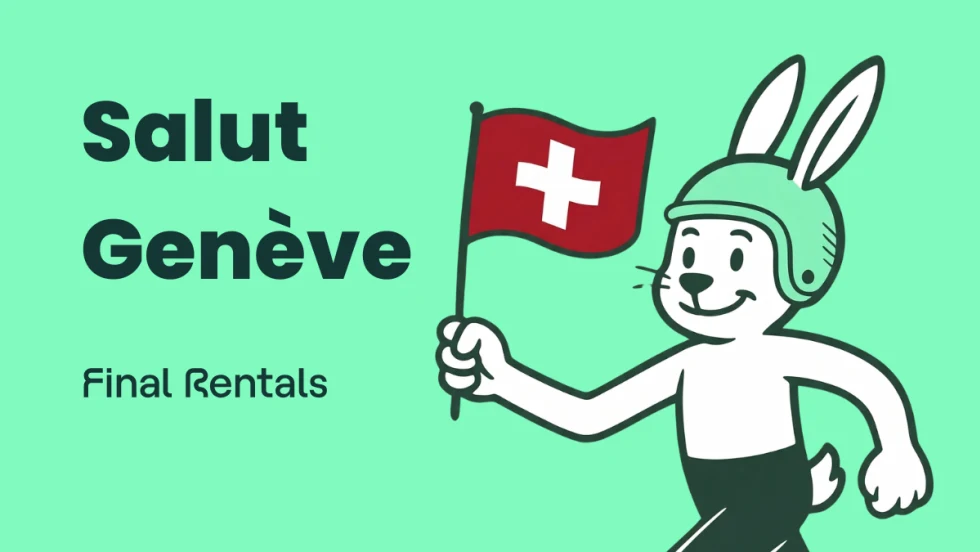 A rabbit mascot holding a Swiss flag.