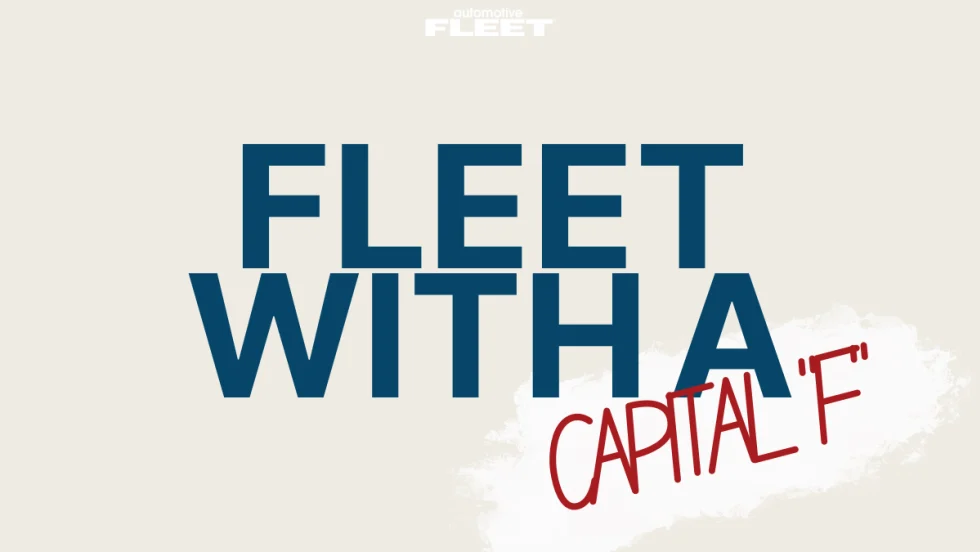 A beige background has "Fleet with a capital F" in navy blue across the front.