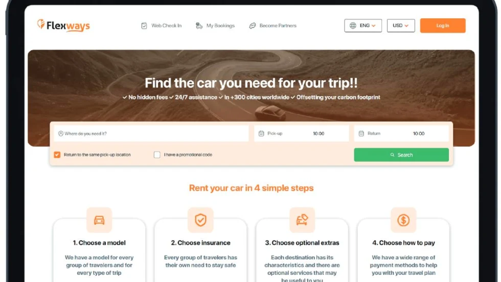 Flexways home page website.