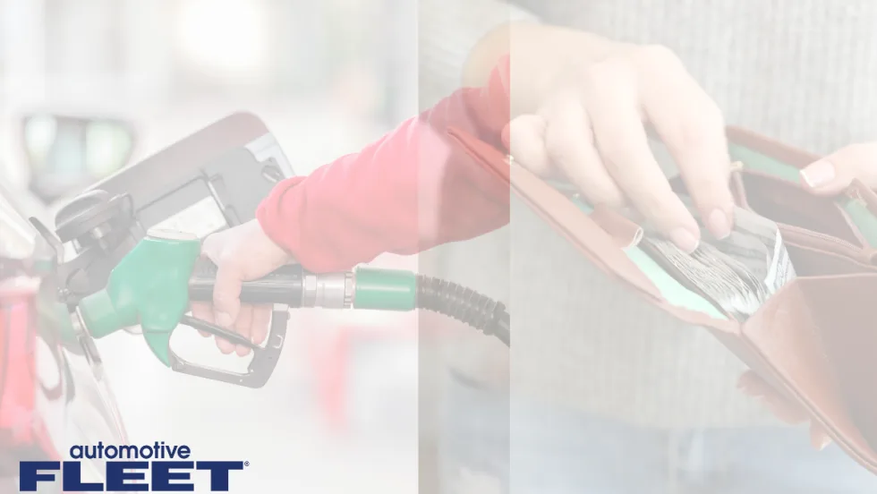 An AF graphic with someone grabbing a gas handle at the pump with another hand reaching into a wallet next to it.