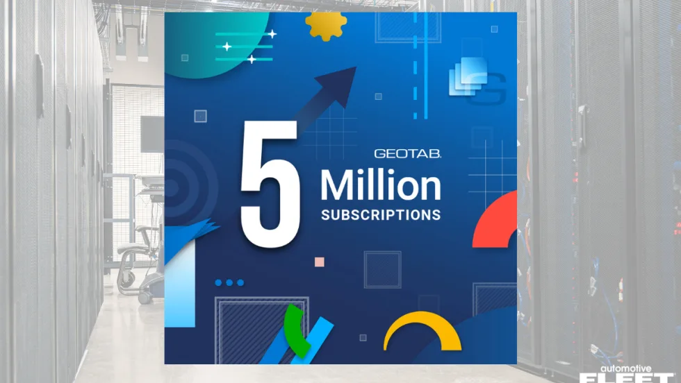 A Geotab graphic highlighting 5 million vehicle subscriptions. 