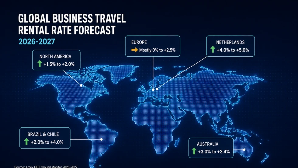 map of globe with regional corporate car rental rates