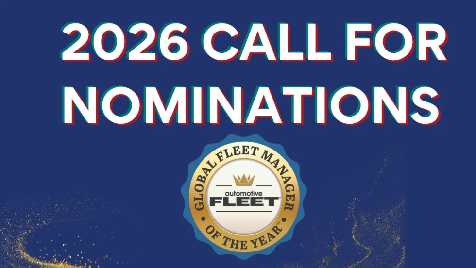A blue and red call for nominations graphic for the global fleet manager of the year.