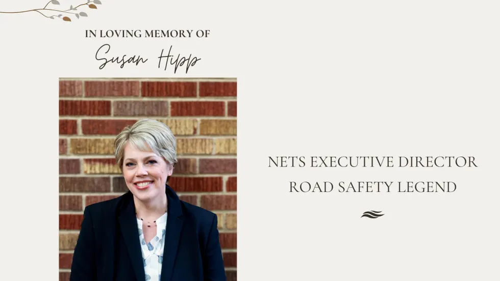 Susan Hipp headshot next to text with title and day of death.