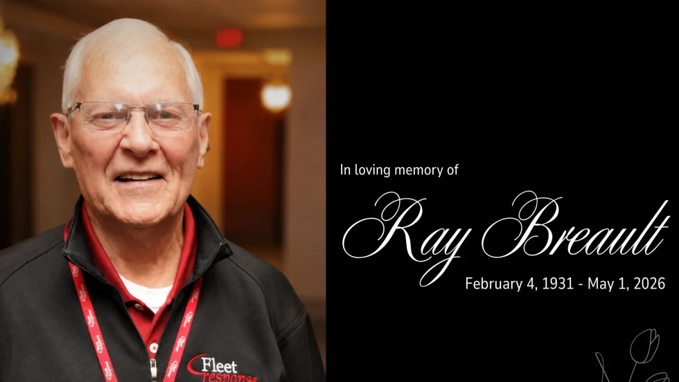 An obit image of fleet hall of famer Ray Breault next to a black square with the text of his birth and death dates.