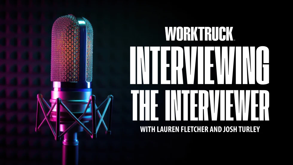 Work Truck Interviewing the Interviewer with Luren Fletcher and Josh Turley on black background with podcast mic