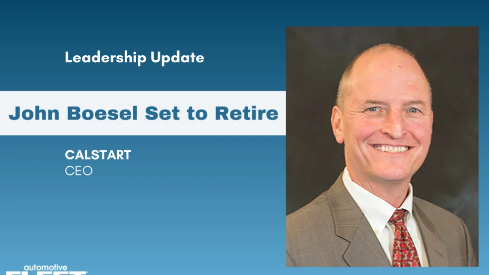 A blue graphic highlighting John Boesel's retirement with his headshot. 