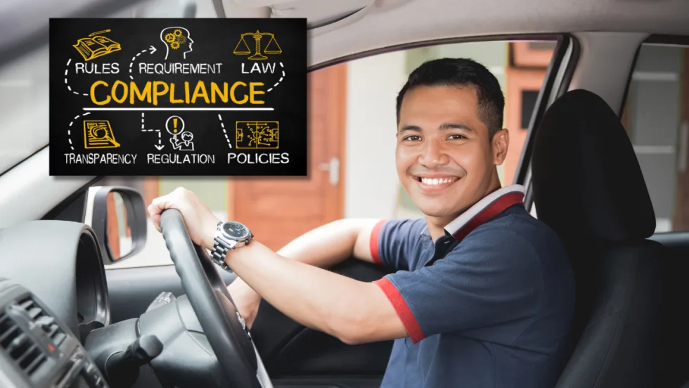 Man behind wheel of car