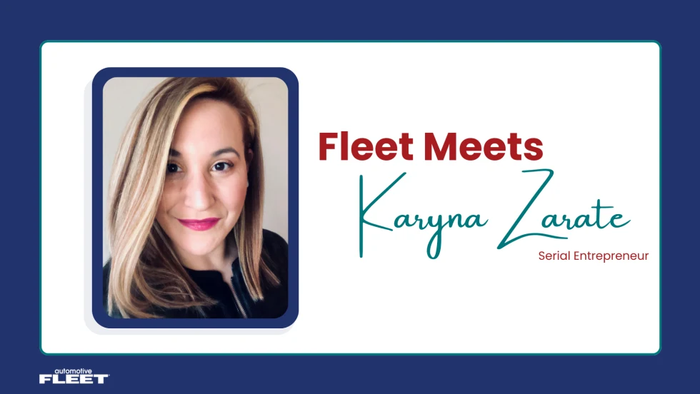 Karyan Zarate headshot on a blue background representing the Fleet Meets series.