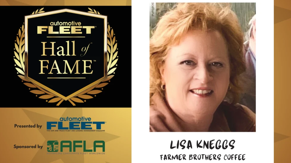 A Hall of Fame graphic with Lisa Kneggs' headshot. 