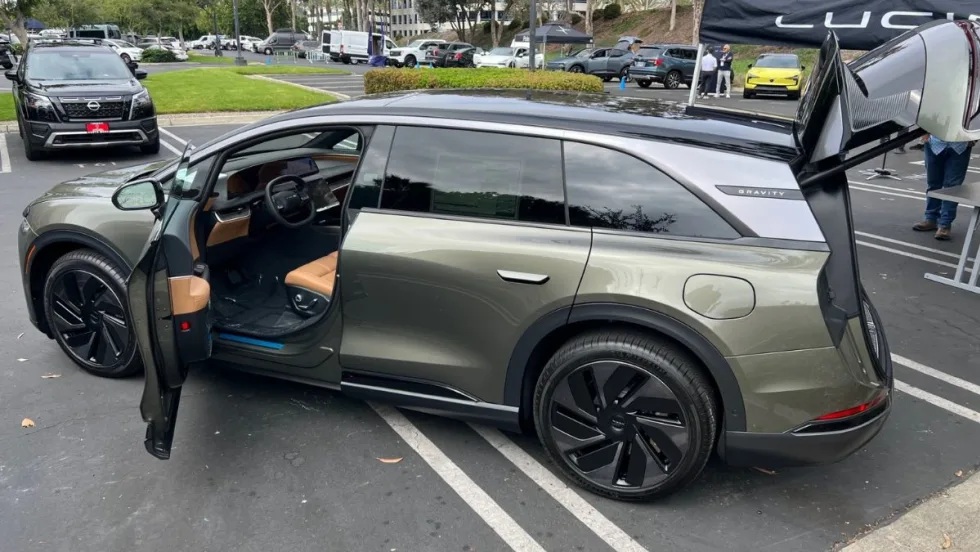 A gray Lucid Gravity crossover model.