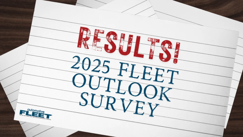 A pile of index cards with text reading "RESULTS! 2025 FLEET OUTLOOKS SURVEY".