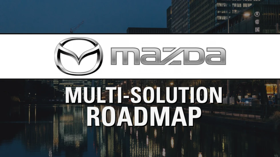 A Tokyo prefecture with the Mazda logo and text reading "Electrification Roadmap".