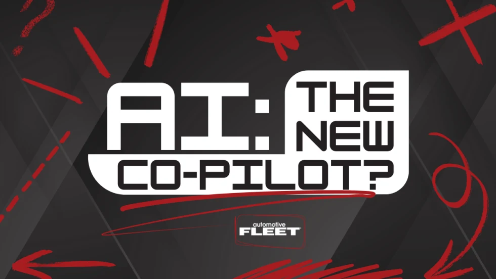 A black, white and red graphic with text reading "AI: The New Co-Pilot?".