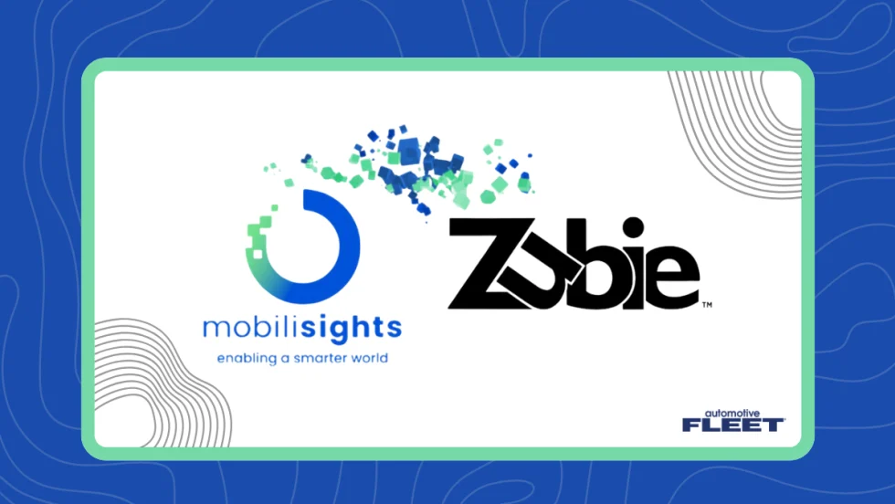 A green, blue, and white graphic with Mobilisights and Zubie logos.