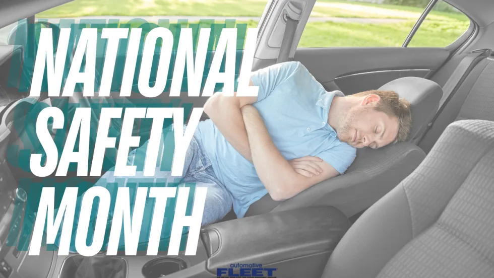 Driver resting in a vehicle seat, illustrating the dangers of fatigue and the importance of driver wellness, rest, and alertness for safe fleet and roadway operations.