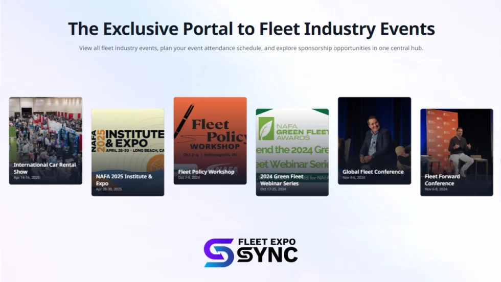A graphic detailing Bobit's Fleet Expo Sync, a platform to access fleet industry events in one hub.