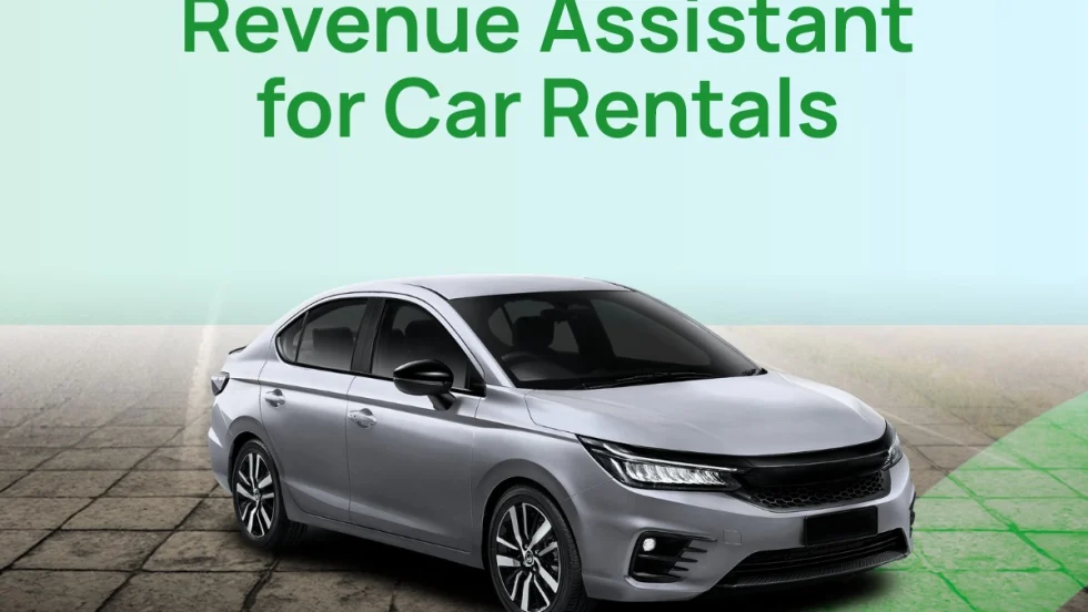 A rental car on top of a grid to illustrate artificial intelligence in the car rental industry.