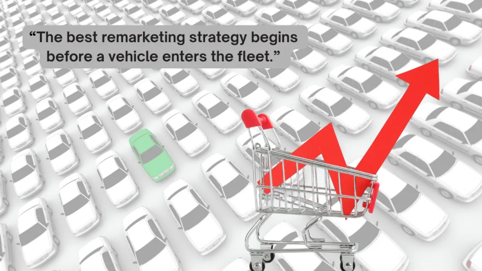 Image of rows of cars and a shopping cart.
