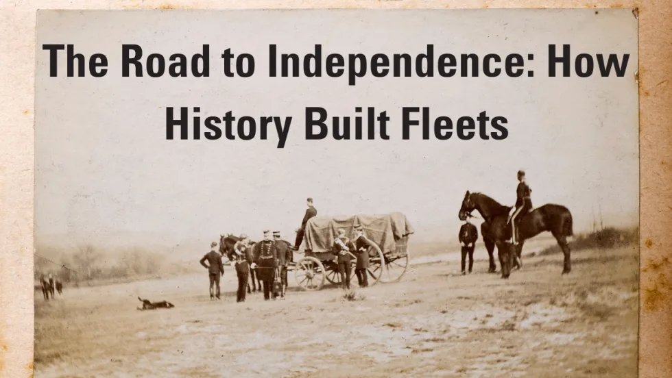 An Automotive Fleet image has horses standing on a hill, representing history supporting fleets.