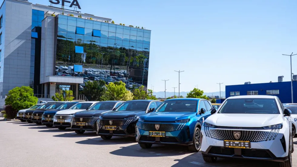 New rental cars lined up at the Sofia, Bulgaria officers of Top Rent A Car