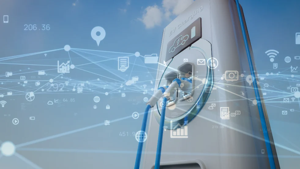 An EV charger with software 