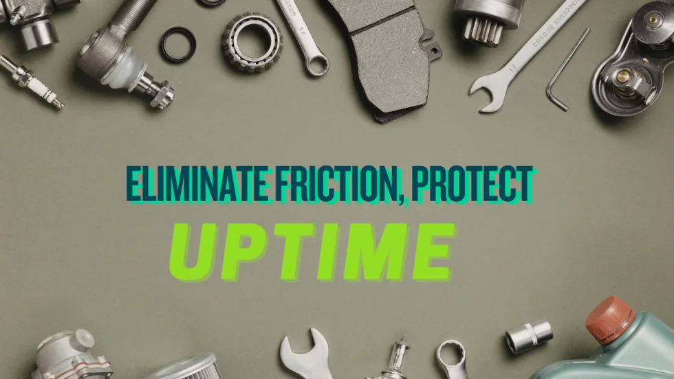 Graphic with text and a border of mechanics tools and car parts.