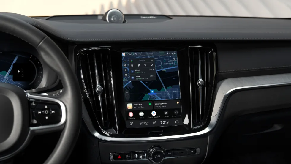 The interior of a Volvo car's infotainment screen.
