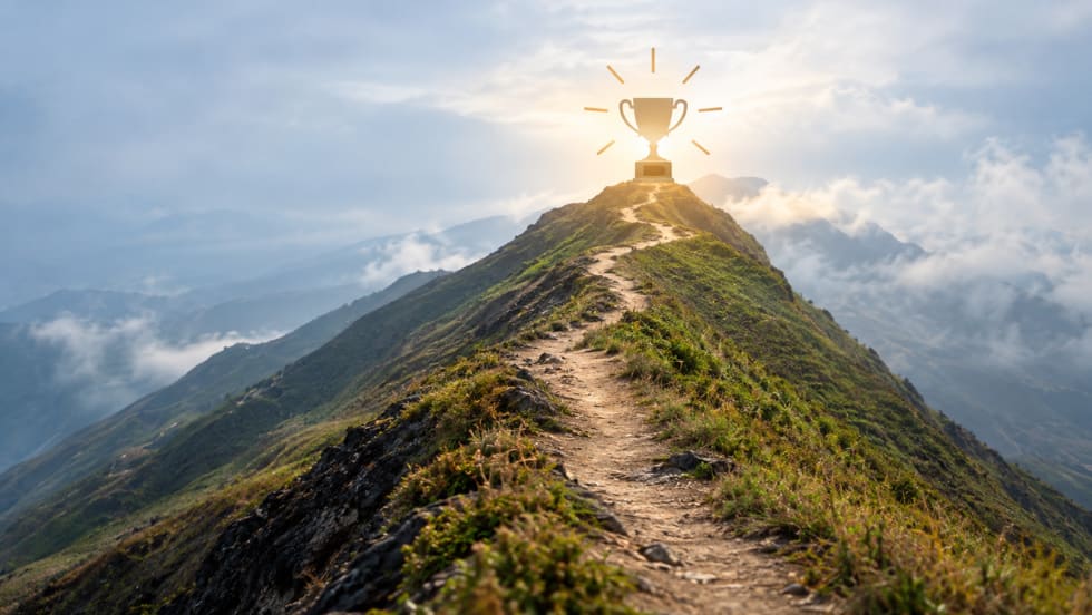 an award on a mountain top