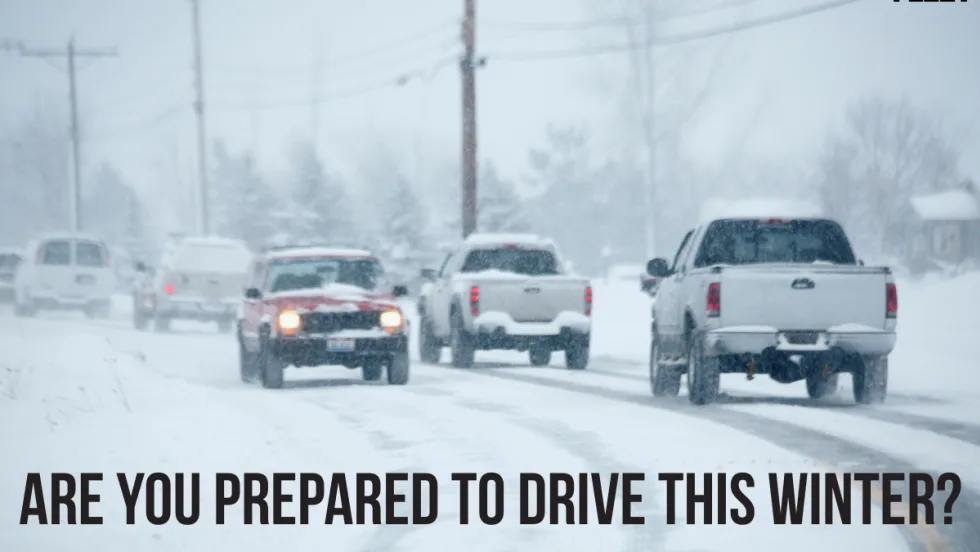 A snowy graphic of cars driving prepares fleet managers for Winter.