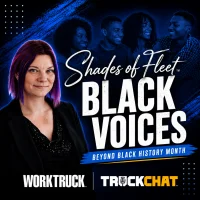 Shades of Fleet go beyond black history month during shades of fleet, work truck, truck chat, on blue blackground with Lauren Fletcher