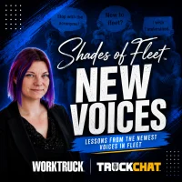 Blue image that says shades of fleet new voices, lessons from the newest voices in fleet with an image of Lauren Fletcher the host