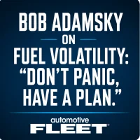 An Automotive Fleet podcast thumbnail on fuel volatility.