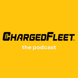 Yellow and black podcast logo for Charged Fleet
