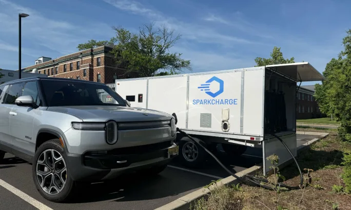 SparkCharge mobile power units for flexible EV charging.