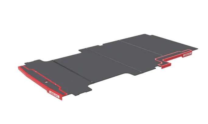 Studio photo of van flooring upfit.