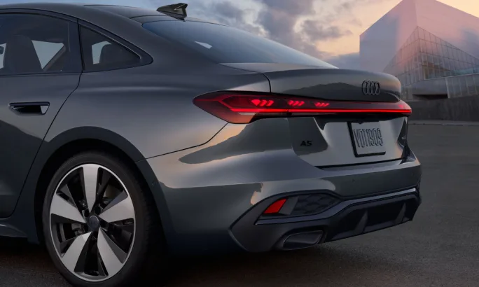 Rear three-quarter view of a 2026 Audi A5 highlighting updated exterior design elements.