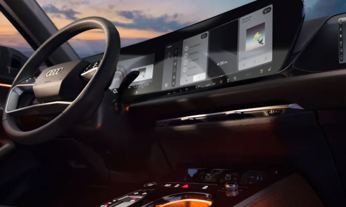 Interior view of the 2026 Audi A5 showing the updated digital cockpit and infotainment displays.