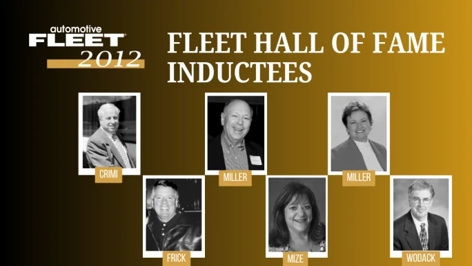 2012 Fleet Hall of Fame inductees Sal Crimi, Jerry Frick, Don Miller, Mike Albert Fleet Solutions, Sue Miller, Debbie Mize, and Howard Wodack.