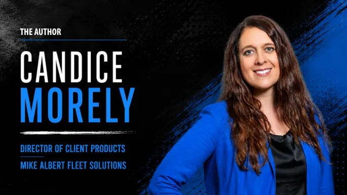 The Author is Candice Morely, director of client products for Mike Albert Fleet Solutions with her image and blue effects