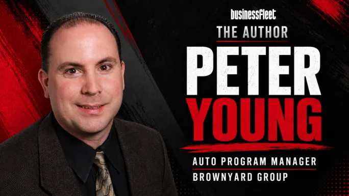 Portrait of Peter Young, Auto Program Manager at Brownyard Group, featured on a black-and-red graphic with bold white and red text.