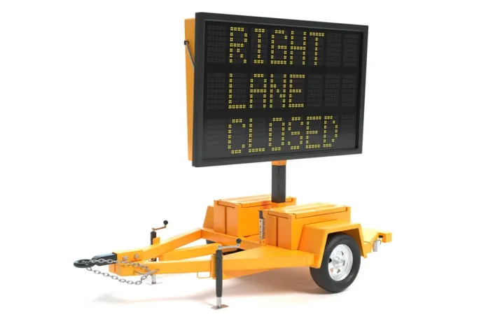 a orange cart with the sign