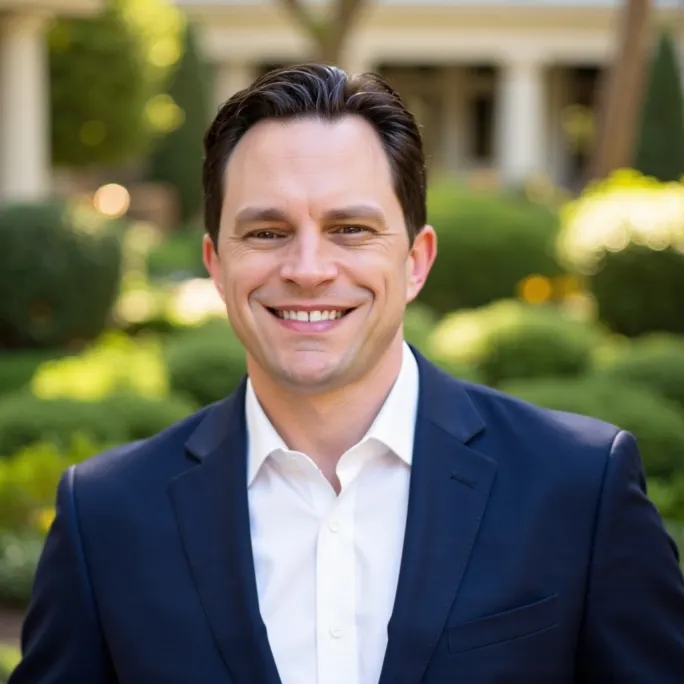Business photo of Ryan Kerzner in a blue jacket and white dress shirt.