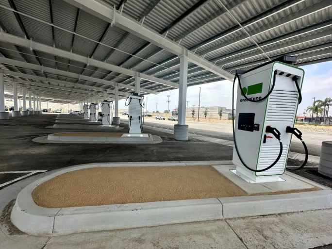 Electric truck charging depot.