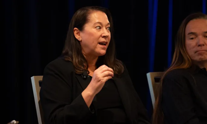 Lissa Brady speaking on stage during a seminar at the recent Fleet Forward Conference.