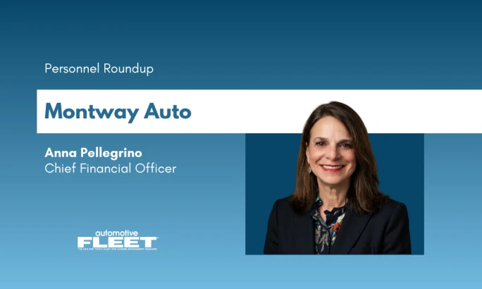 Portrait of Anna Pellegrino, Chief Financial Officer at Montway Auto Transport, smiling in a dark blazer against a blue background.