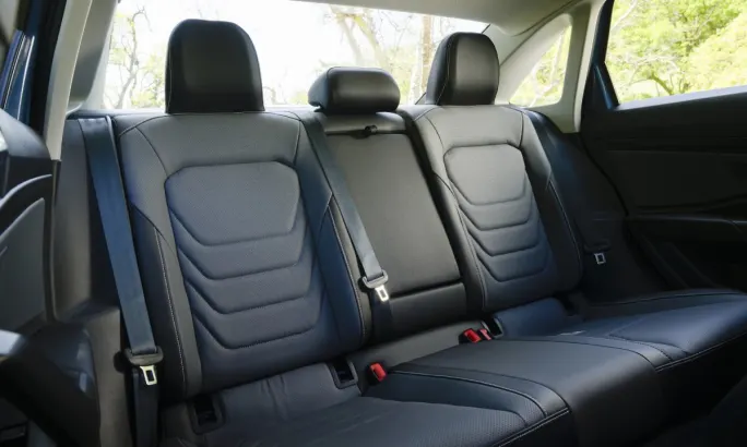 Interior of a 2025 Volkswagen Jetta's back seat.