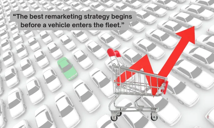 Image of rows of cars and a shopping cart.