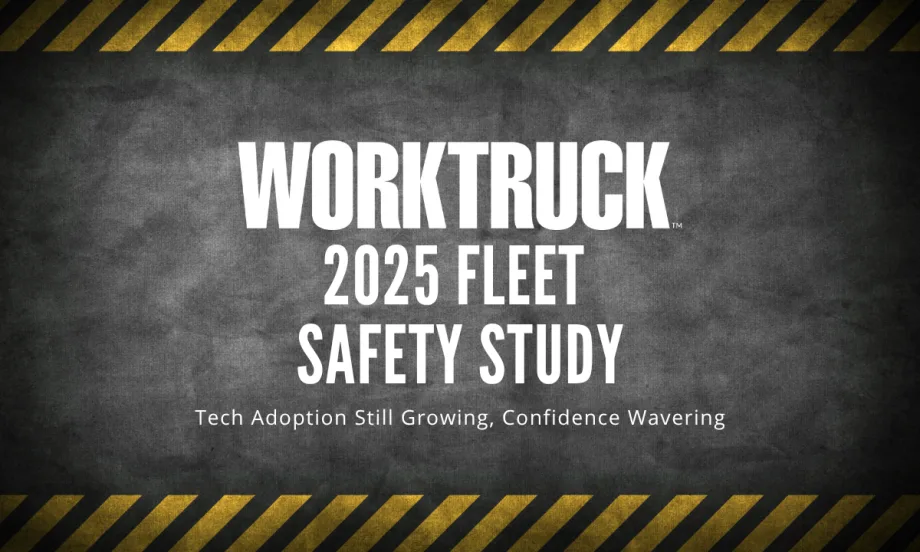 Work Truck 2025 Fleet Safety Study title graphic with black background and yellow safety stripes.