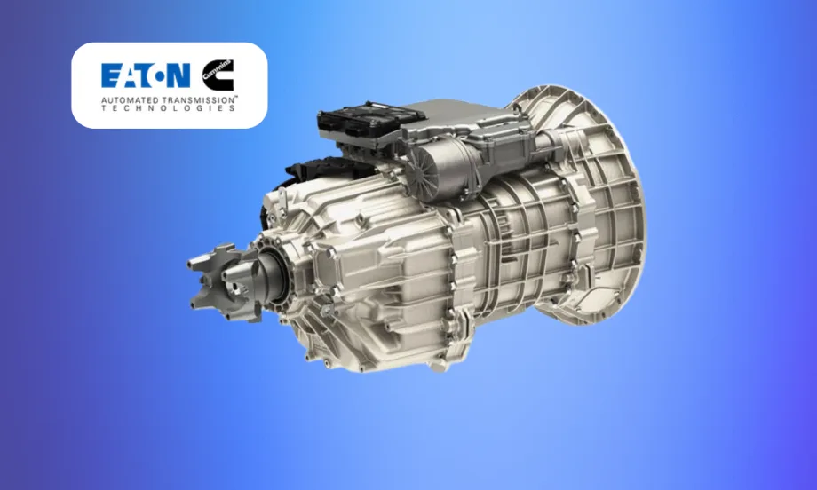 Photo of a transmission on a blue background.